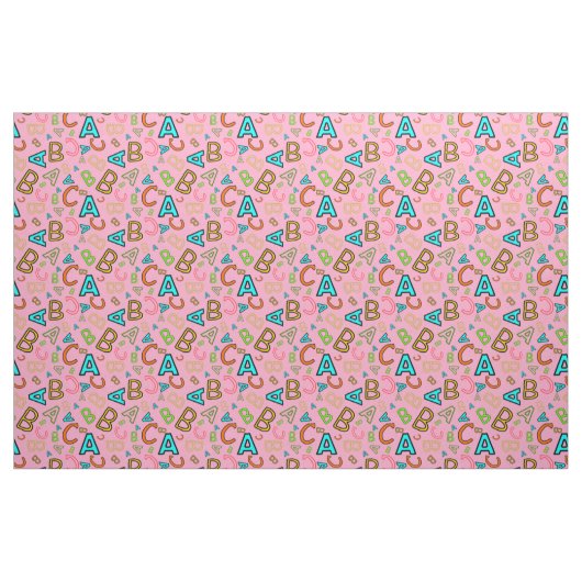ABC Fun Learning Pattern auf rosa Stoff (Fat Quarter (45,7 x 55,9 cm))