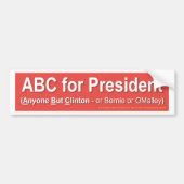 ABC für Präsidenten (jedermann aber Clinton…) Autoaufkleber (Vorne)