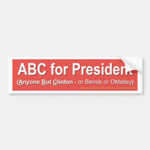 ABC für Präsidenten (jedermann aber Clinton…) Autoaufkleber