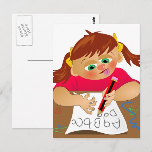 Abc Girl Postkarte (Vorne/Hinten)