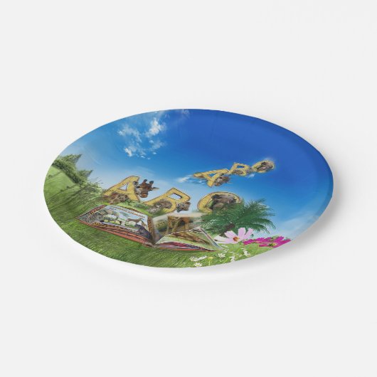 ABC Hauptstadt Alphabet Themen. Pappteller (Schrägansicht)