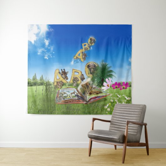 ABC Hauptstadt Alphabet Themen. Wandteppich (Beispiel (Horizontal))