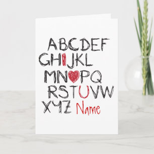 ABC I Heart Sie Personalisiert Valentine Feiertagskarte
