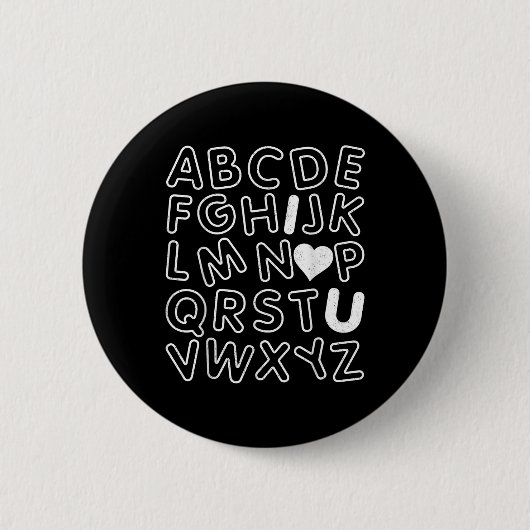 ABC I Liebe You Alphabet Lehrer Day Valentines Da Button (Vorderseite)