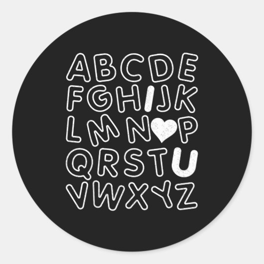 Abc I Love You Alphabet Teachers Day Valentines Da Runder Aufkleber (Vorderseite)
