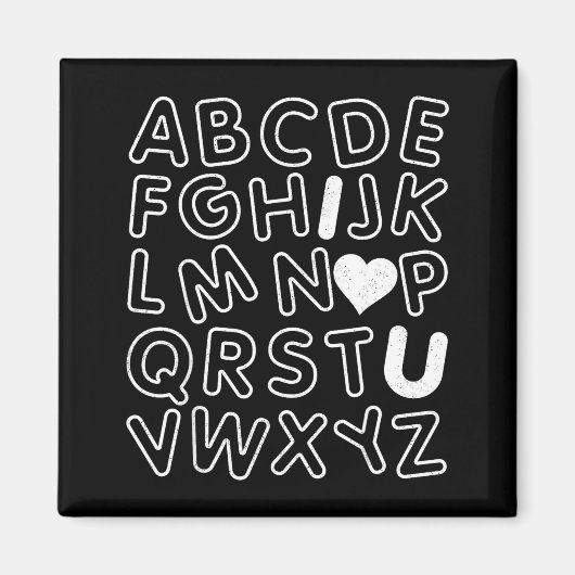 Abc Ich liebe dich Alphabet Lehrertag Valentinstag Magnet (Vorne)