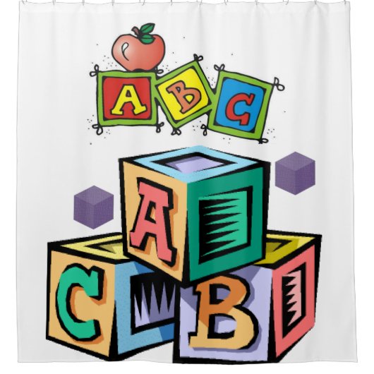 Abc Kinderduschvorhang weiß Duschvorhang (Vorderseite)