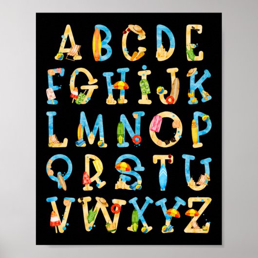 Abc Kindergarten Lehrer Summer Beach End of Schoo Poster (Vorne)
