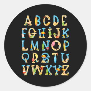 Abc Kindergarten Lehrer Summer Beach End of Schoo Runder Aufkleber