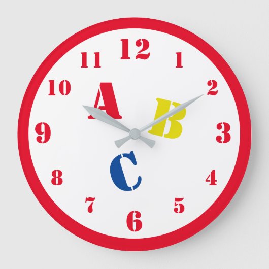 ABC-Kinderzimmer - Acrylwand Große Wanduhr (Vorderseite)