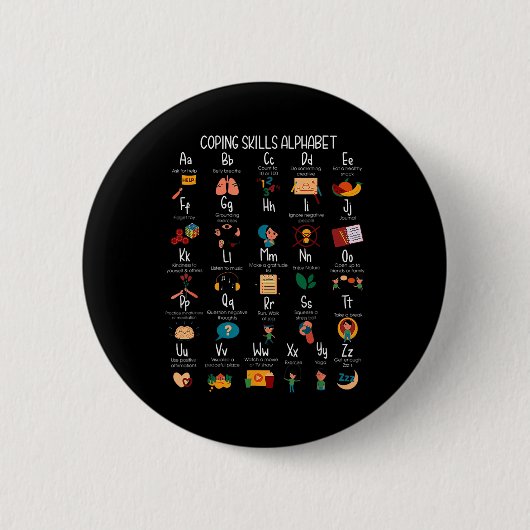 Abc Kopplung von Fertigkeiten Alphabet Self Care M Button (Vorderseite)