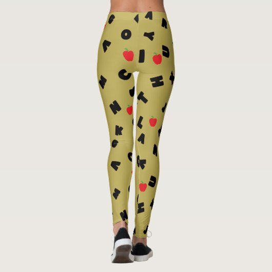 ABC Letter XYZ apple student kid Back 2 school Leggings (Rückseite)