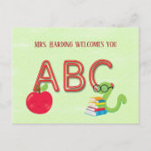 ABC Neon Letters Bookworter mit Website Postcard Postkarte (Vorderseite)