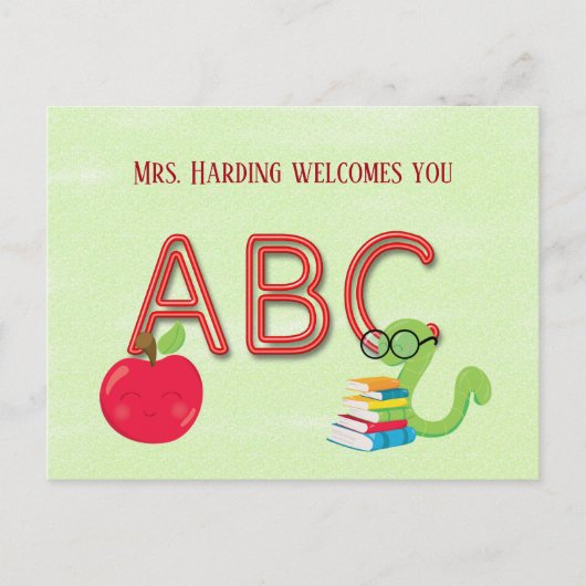 ABC Neon Letters Bookworter mit Website Postcard Postkarte (Vorderseite)