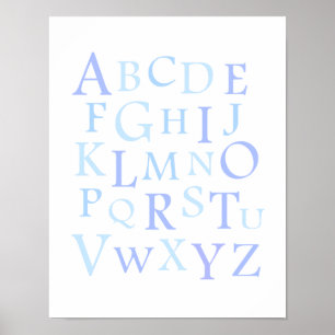 ABC Nursery Blue Typography Print Poster