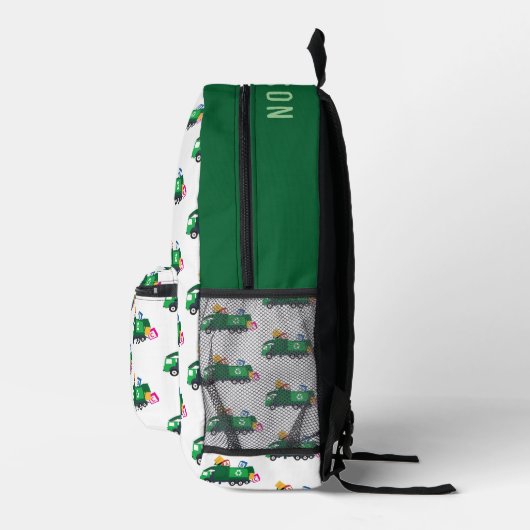 ABC Recycelnd Garbage Truck Personalisierter Name Bedruckter Rucksack (Rechts)