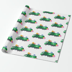 ABC Recycelnd Müllwagen Geschenkpapier