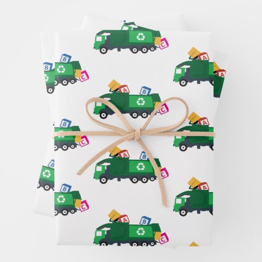 ABC Recycelnd Müllwagen Geschenkpapier Set (Beispiel)