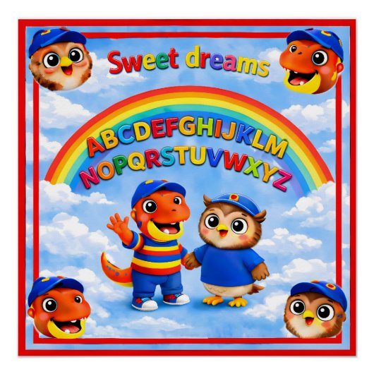ABC Regenbogen Süße Träume Poster für Kleinkinder (Vorderseite)
