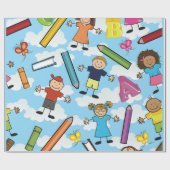 ABC-Schulkinder Geschenkpapier (Flach)