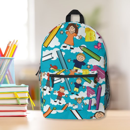 ABC-Schulkinder - Wolken Bedruckter Rucksack