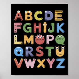 Abc Süßes Monster Alphabet Halloween Lehrer Kostüm Poster
