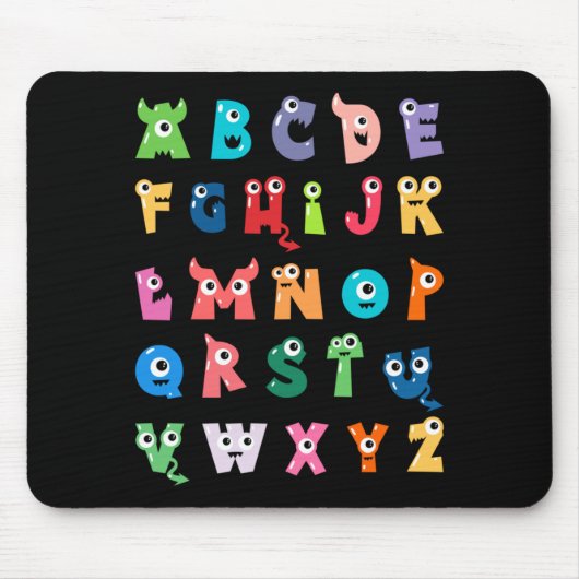Abc Süßes Monster Alphabet Halloween Lehrer Mousepad (Vorne)