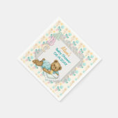 ABC Teddy Peach und Aqua Baby Showpapier Napkins Serviette (Ecke)