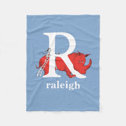 ABC von Dr. Seuss: Buchstabe R - Weiß | Name hinzu Fleecedecke (Vorderseite)