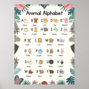 ABC Zoo Animal Alphabet Klasse Poster