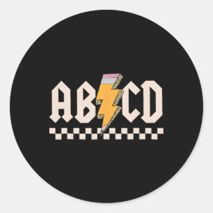 Abcd Back In Cl Erster Schultag Lehrer S Runder Aufkleber