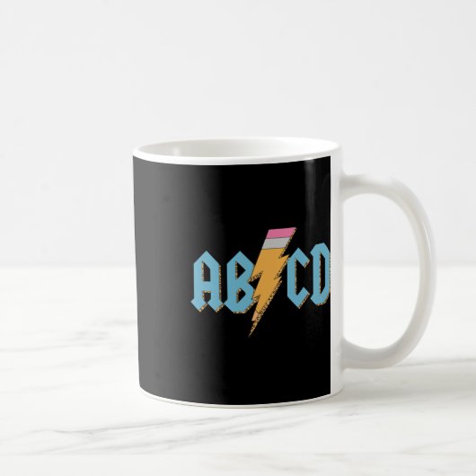 Abcd Bleistift Blitz Rock'n Roll Lehrer Zurück Zu  Kaffeetasse (Rechts)