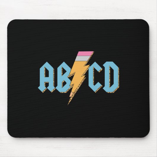 Abcd Bleistift Blitz Rock'n Roll Lehrer Zurück Zu  Mousepad (Vorne)
