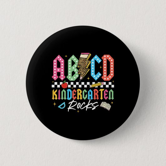 Abcd Kindergarten Rocks Bleistift Blitz Lehrer Button (Vorderseite)
