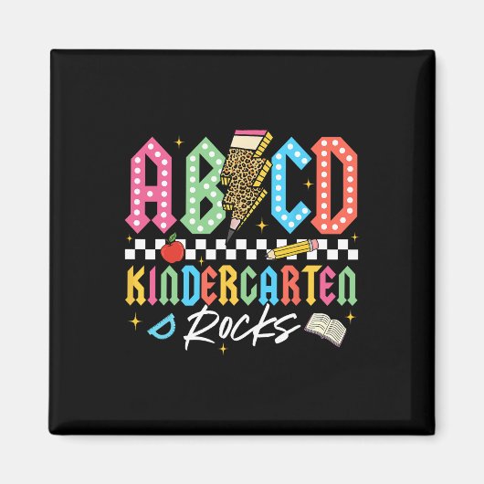Abcd Kindergarten Rocks Bleistift Blitz Lehrer Magnet (Vorne)