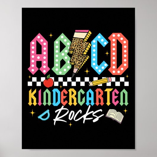 Abcd Kindergarten Rocks Bleistift Blitz Lehrer  Poster (Vorne)