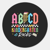 Abcd Kindergarten Rocks Pencil Lightning Teachers Runder Aufkleber (Vorderseite)