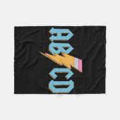 Abcd Pencil Lightning Rock'n Roll Lehrer zurück zu Fleecedecke (Vorderseite (Horizontal))