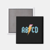 Abcd Pencil Lightning Rock'n Roll Lehrer zurück zu Magnet (Vorderseite/Rückseite)