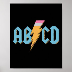 Abcd Pencil Lightning Rock'n Roll Lehrer zurück zu Poster