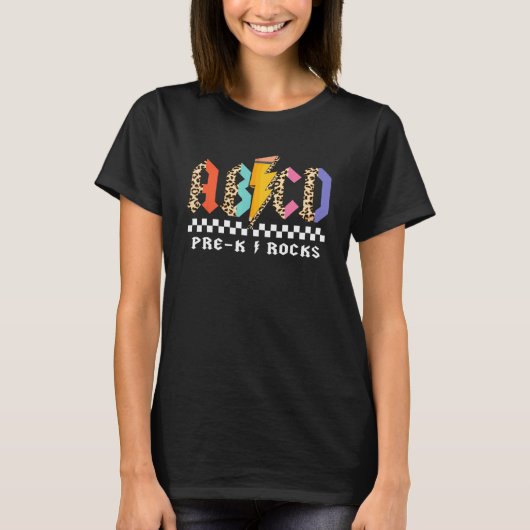ABCD Pre-K rockt Bleistift Blitz Leopard Schüler T-Shirt (Vorderseite)
