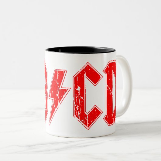 ABCD rock music funny symbol fake acdc joke school Zweifarbige Tasse (VorderseiteRechts)