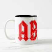 ABCD rock music funny symbol fake acdc joke school Zweifarbige Tasse (Links)