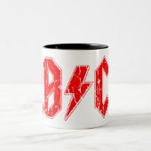 ABCD rock music funny symbol fake acdc joke school Zweifarbige Tasse (Mittel)