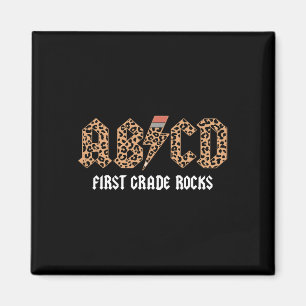 Abcd Rocks Erste Klasse Zurück zur Schule Leopard Magnet