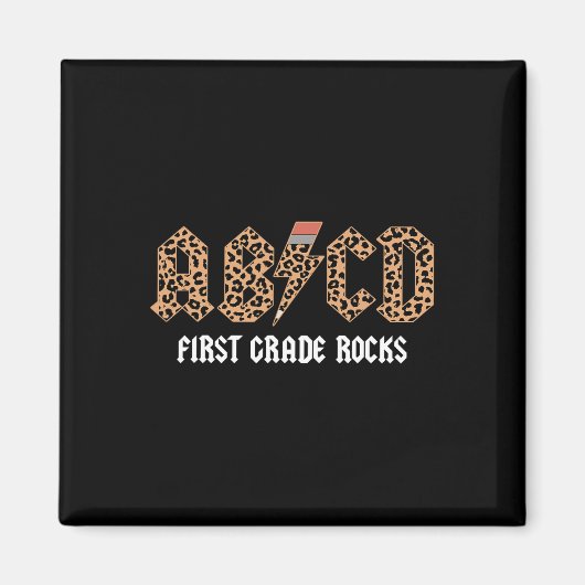 Abcd Rocks Erste Klasse Zurück zur Schule Leopard  Magnet (Vorne)