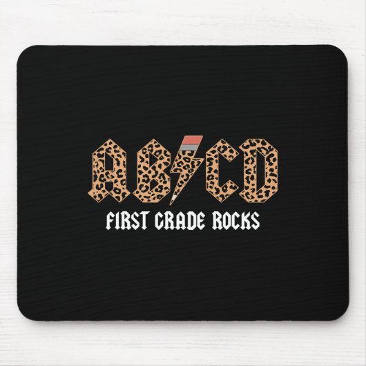 Abcd Rocks Erste Klasse Zurück zur Schule Leopard Mousepad (Vorne)