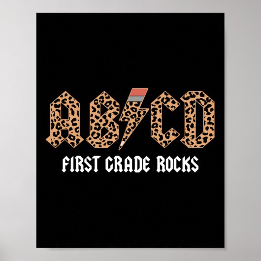 Abcd Rocks Erste Klasse Zurück zur Schule Leopard Poster (Vorne)