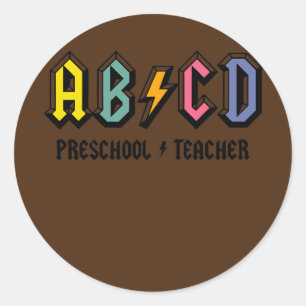 ABCD School Rocks Preschool Lehrer Lebensunterrich Runder Aufkleber