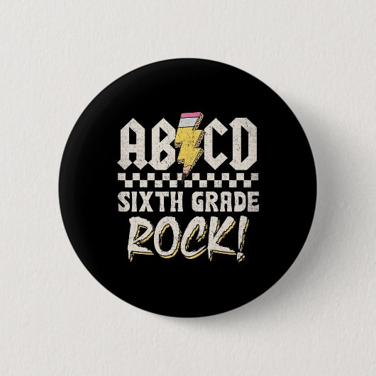 Abcd Sechste Klasse Rock Zurück zur Schule Erster Button (Vorderseite)